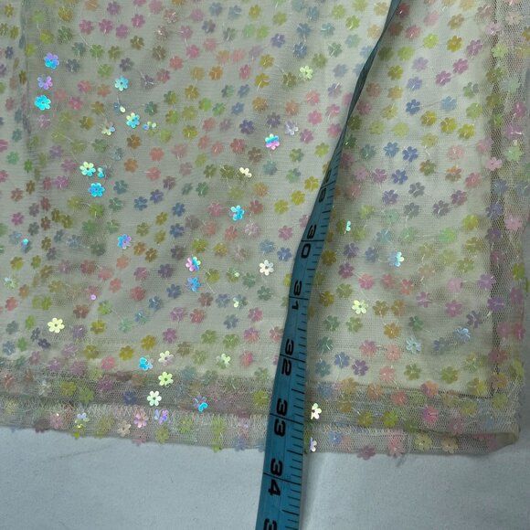 American Threads Sequin Slip Dress Iridescent White Flower Sequin Medium - Picture 5 of 12